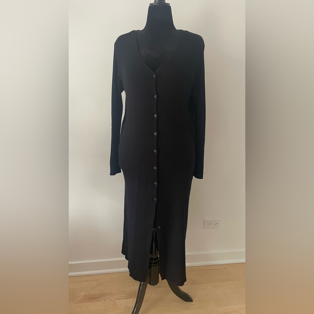 Black Long Sleeve Sheath Dress Casual